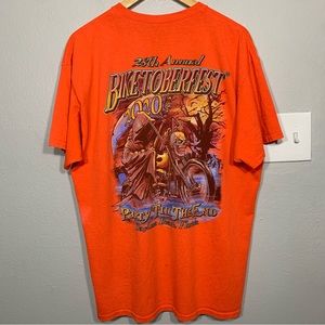Biketoberfest Grim Reaper Motorcycle‎ Orange Tee XL Biker